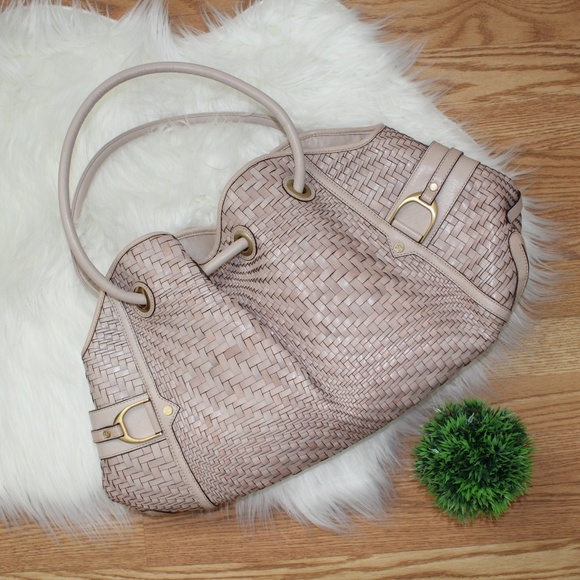 Cole Haan Large Tan Woven Hobo Bag